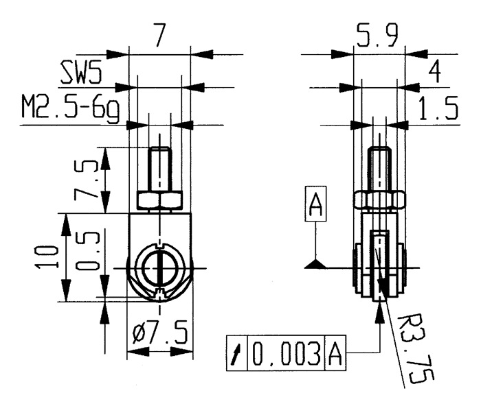 KÄFER Messeinsatz  Ø 1,5 mm Rolle M2,5 Stahl passend zu Messuhren
