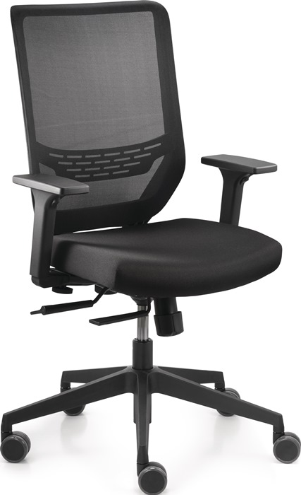TREND OFFICE Bürodrehstuhl Mesh Armlehnen, breiten- und höhenverstellbar schwarz 410-520 mm mit Synchrontechnik