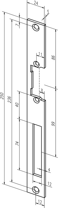 ASSA ABLOY Flachschließblech 338 Stahl verzinkt käntig Breite 24 x Länge 250 mm DIN links / rechts
