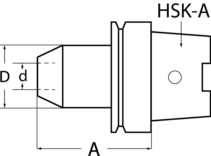 PROMAT Flächenspannfutter DIN 69893A Weldon Spanndurchmesser 8 mm HSK-A63 Auskraglänge 100 mm