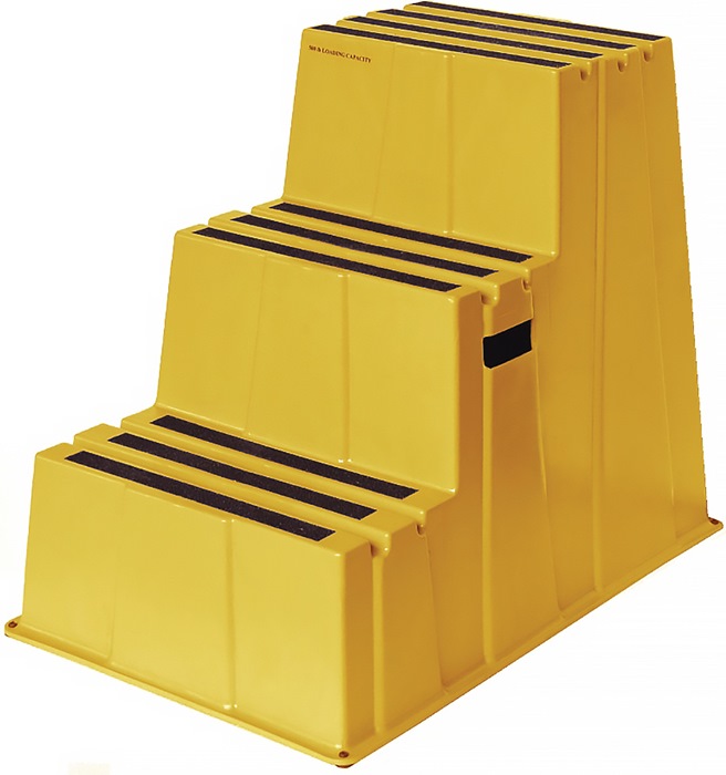 Schwerlasttritt  Stufen einschl. Plattform 3 Plattformhöhe 730 mm Kunststoff gelb