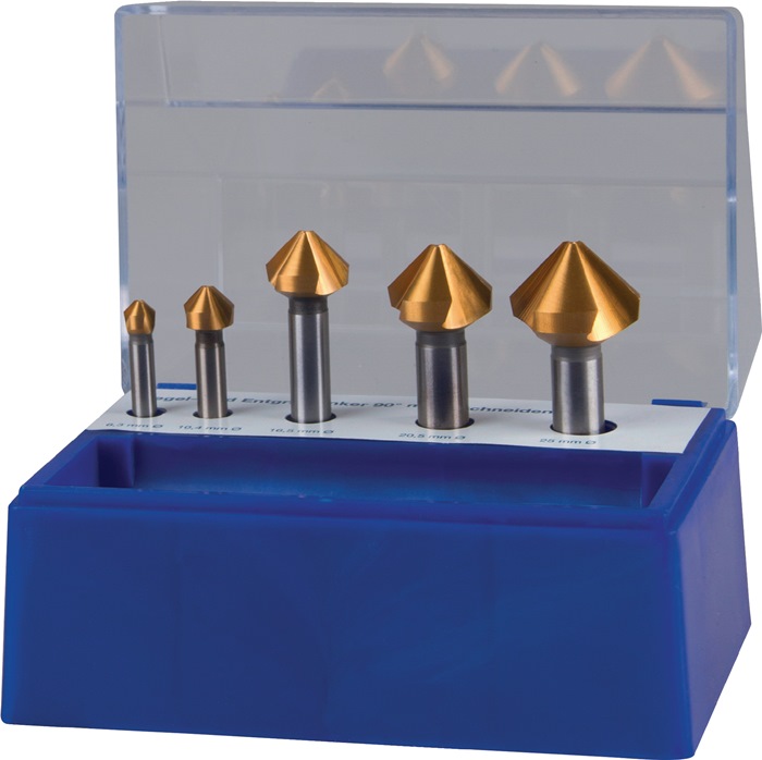 PROMAT Kegelsenkersatz DIN 335 C 90° 6,3-25 mm HSS TiN 5-teilig Kunststoffbox