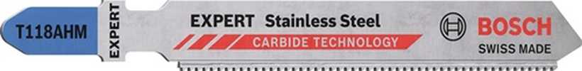 BOSCH Stichsägeblatt Stainless Steel T 118 AHM Gesamtlänge 83 mm Zahnteilung 1,1 mm Edelstahlbleche