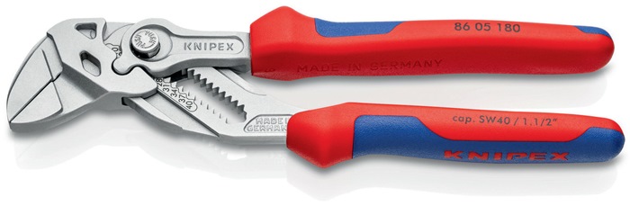 Knipex Zangenschlüssel 86 05 180 Länge 180 mm Spannweite 40 mm verchromt mit Mehrkomponenten-Hüllen