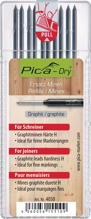 PICA Minenset Pica-Dry 10x graphit Spezialhärte "H" für feine Markierungen 