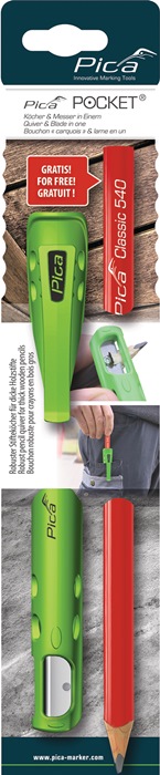 PICA Köcher Pocket für Blei-/Markierstifte mit Spitzmesser mit 1 Zimmermannsbleistift