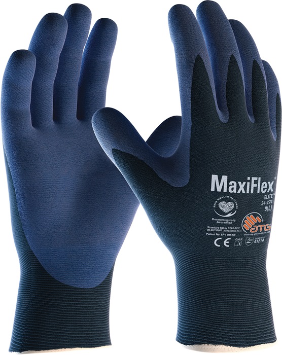 MaxiFlex® Elite™ Handschuh 34-274 Größe 10 blau/blau 12 Paar