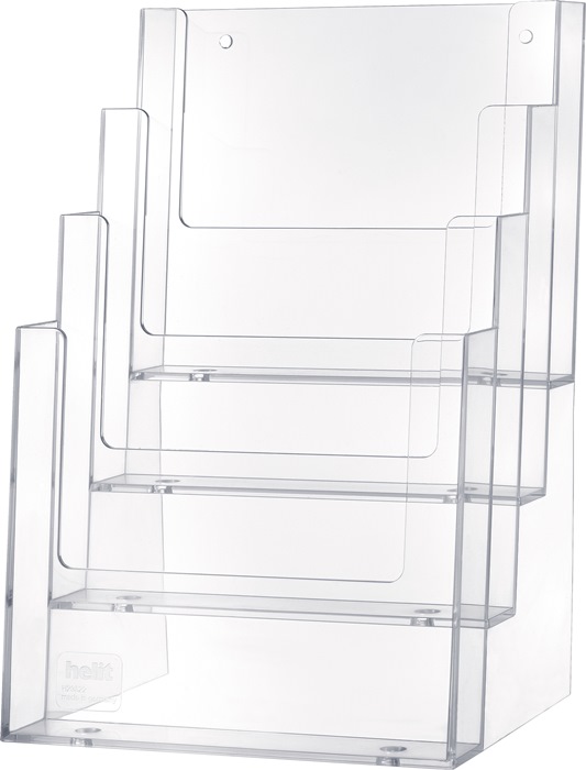 HELIT Tischprospekthalter  4 x DIN A5 hoch Kunststoff transparent freistehend
