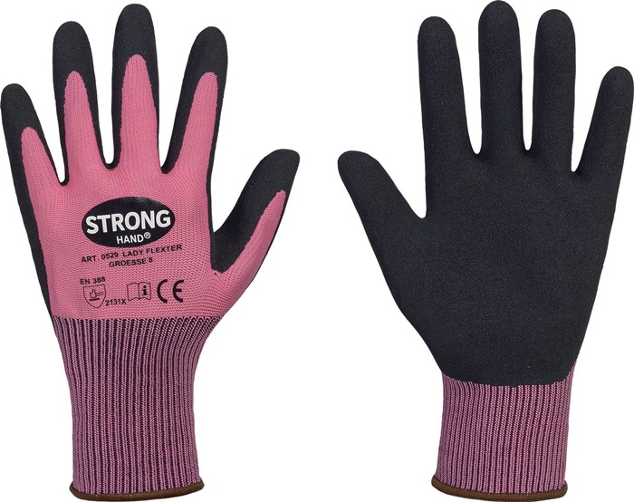 STRONGHAND Handschuh LADY FLEXTER Größe 8 pink/schwarz EN 420/PSA-Kategorie II 12 Paar