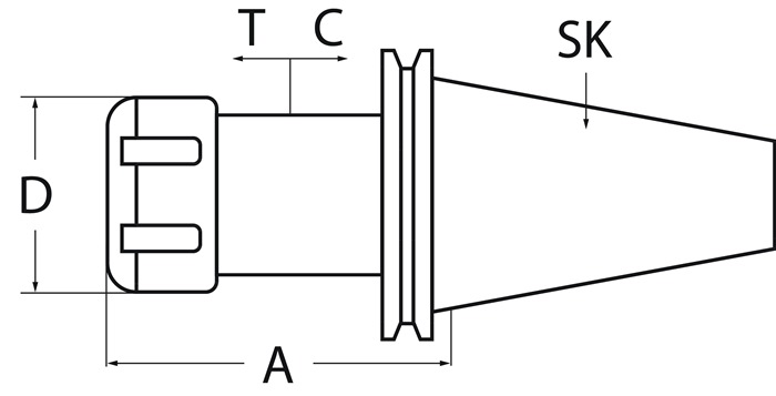 PROMAT Gewindeschneidfutter Synchron DIN 69871AD/B M3-M20 SK40 Auskraglänge 84 mm