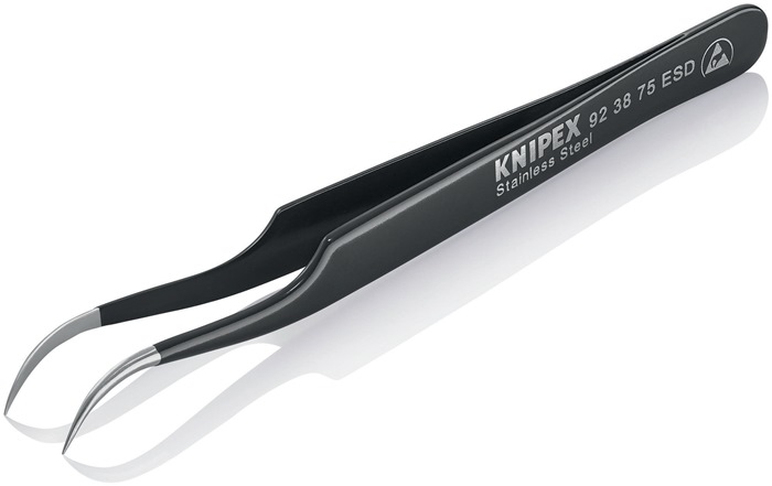 Knipex Präzisionspinzette 92 38 75 ESD Länge 120 mm 45° gewinkelt sichelform rostfrei, antimagnetisch, elektrisch ableitend