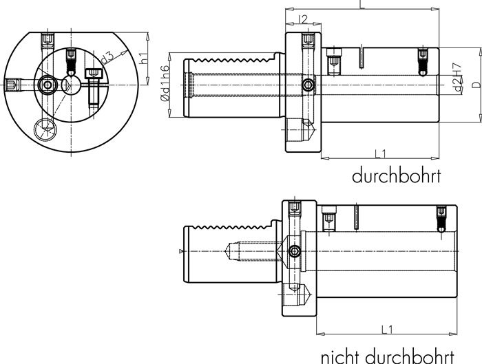 PROMAT Werkzeughalter E2 S DIN 69880 Typ B Spanndurchmesser 20 mm VDI30 passend zu Bohrstangen