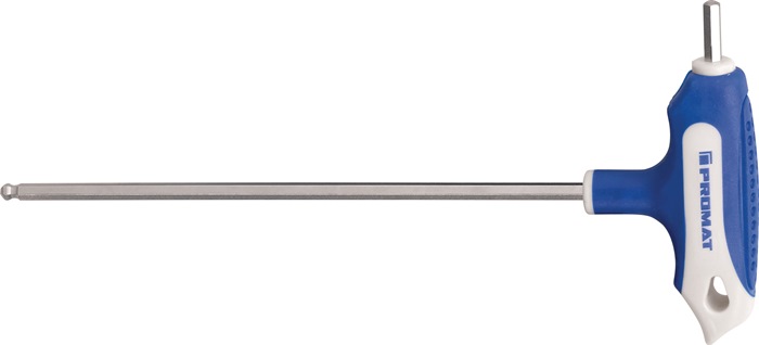 PROMAT Stiftschlüssel mit Quergriff  Schlüsselweite 6 mm Klingenlänge 150 mm mit Seitenabtrieb und Kugelkopf