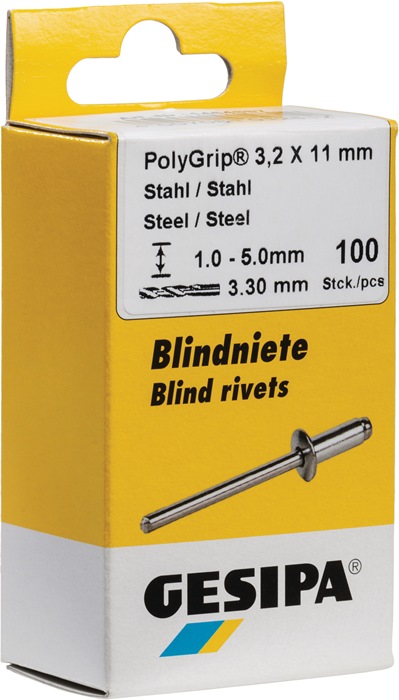GESIPA Blindniet PolyGrip® Nietschaft d x l 4,8 x 10 mm Stahl / Stahl 50 Stück