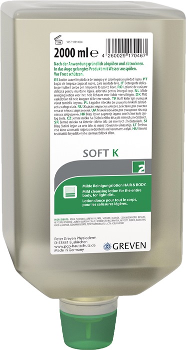 GREVEN Ganzkörperreinigungslotion GREVEN® SOFT K 2 l Varioflasche  leichte bis mittlere Verschmutzung