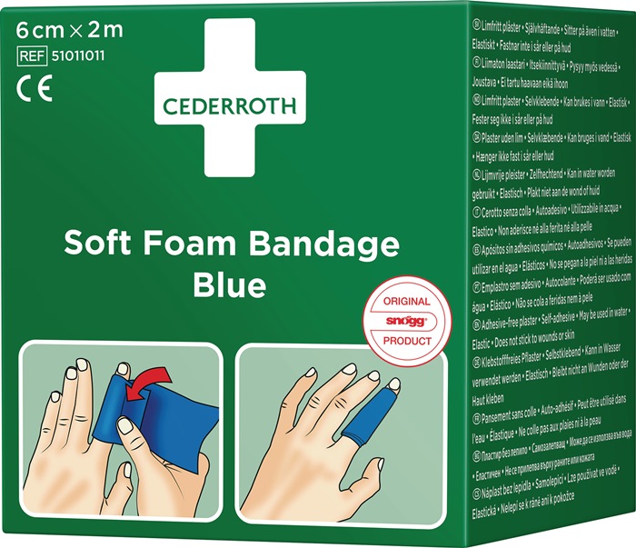 CEDERROTH Pflaster und Bandage Soft Foam selbsthaftend elastisch, blau Rolle 6 cm x 2 m