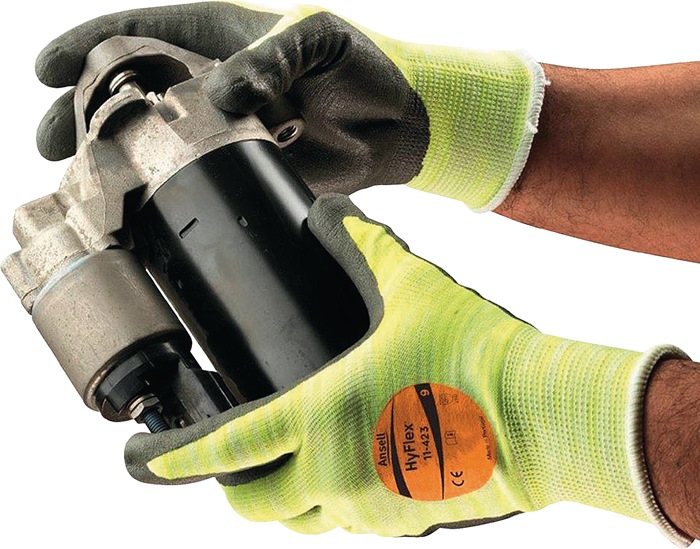 ANSELL Handschuh HyFlex® 11-423 Größe 9 grau/hellgelb EN 388, EN 407 PSA-Kategorie III 12 Paar
