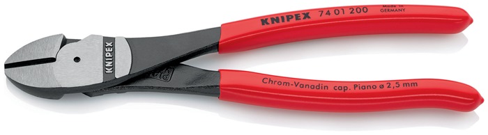 Knipex Kraftseitenschneider 74 01 200 Länge 200 mm poliert Form 0 mit Kunststoffüberzug