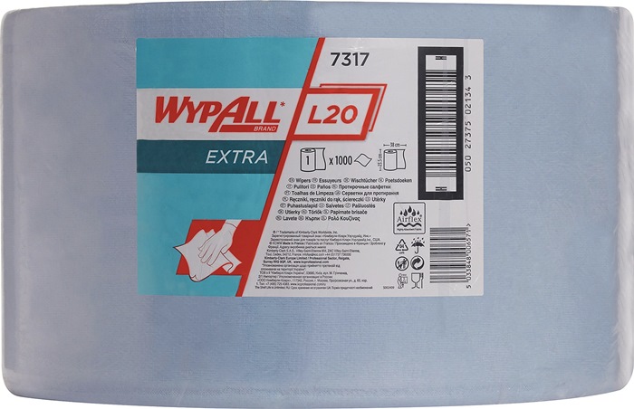 KIMBERLY-CLARK Wischtuch WYPALL* L20 EXTRA+ L380xB235ca. mm blau 2-lagig