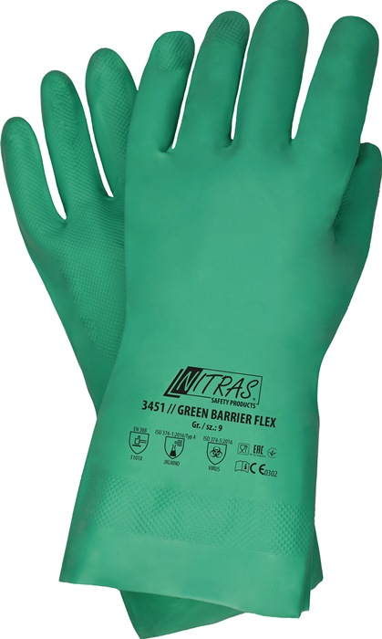 NITRAS Chemikalienschutzhandschuh Green Barrier Flex Größe 9 grün PSA-Kategorie III 12 Paar