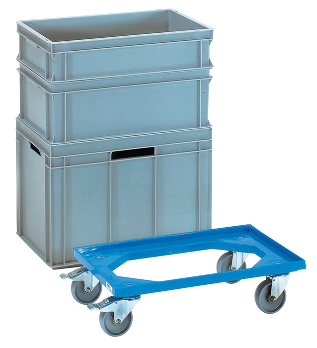 FETRA Kistenroller  Tragfähigkeit 250 kg Polyamid-Bereifung L605xB405mm ABS-Kunststoff blau