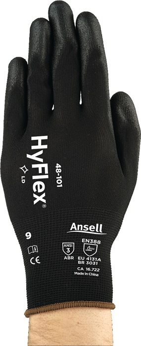 ANSELL Handschuh HyFlex® 48-101 Größe 9 schwarz PSA-Kategorie II 12 Paar