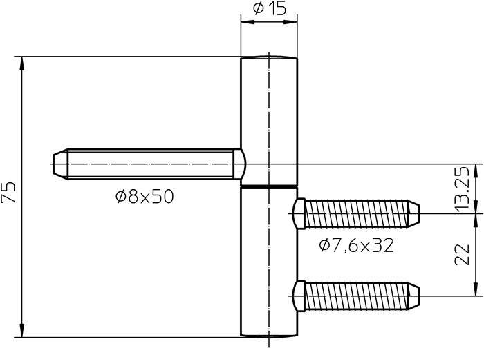 SIMONSWERK Einbohrband BAKA B 1-15 2-teilig vernickelt 40 kg DIN links / rechts Holztüren