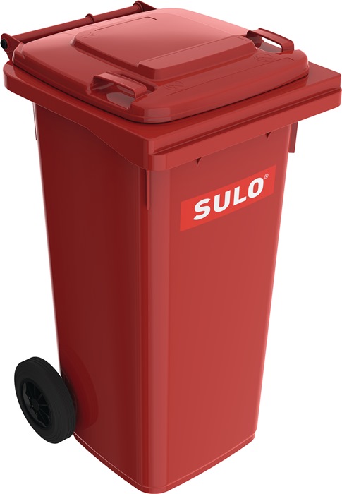 SULO Müllgroßbehälter  120 l HDPE rot fahrbar, nach EN 840