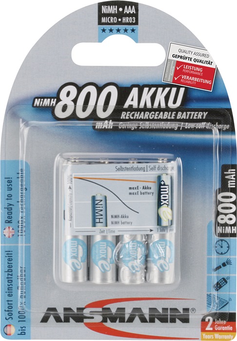 ANSMANN Akkuzelle maxE 1,2 V 800 mAh R03-AAA-Micro HR03 4
