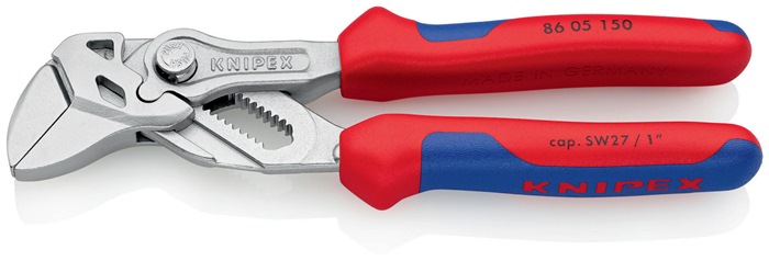 Knipex Zangenschlüssel 86 05 150 Länge 150 mm Spannweite 27 mm verchromt mit Mehrkomponenten-Hüllen