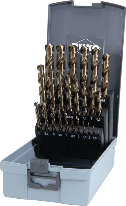 RUKO Spiralbohrersatz DIN 338 Typ VA  1-13x0,5 mm HSS-Co5 25 teilig Kunststoffkassette