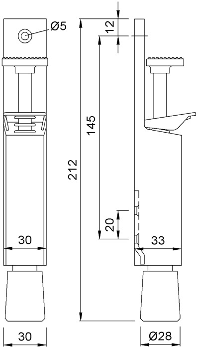 KWS Türfeststeller 1081.02 Aluminium silberfarbig lackiert Hubhöhe 30 mm Türmontage