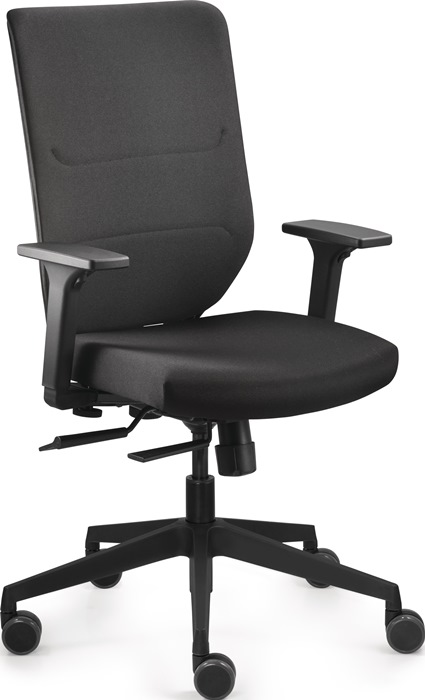 TREND OFFICE Bürodrehstuhl Comfort Armlehnen, breiten- und höhenverstellbar schwarz 410-520 mm mit Synchrontechnik