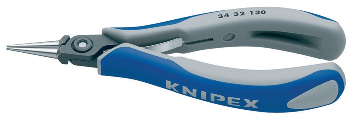 Knipex Präzisions-Elektronik-Flachzange 34 32 130 Länge 135 mm rundspitze Backen poliert Form 3 mit Mehrkomponenten-Hüllen