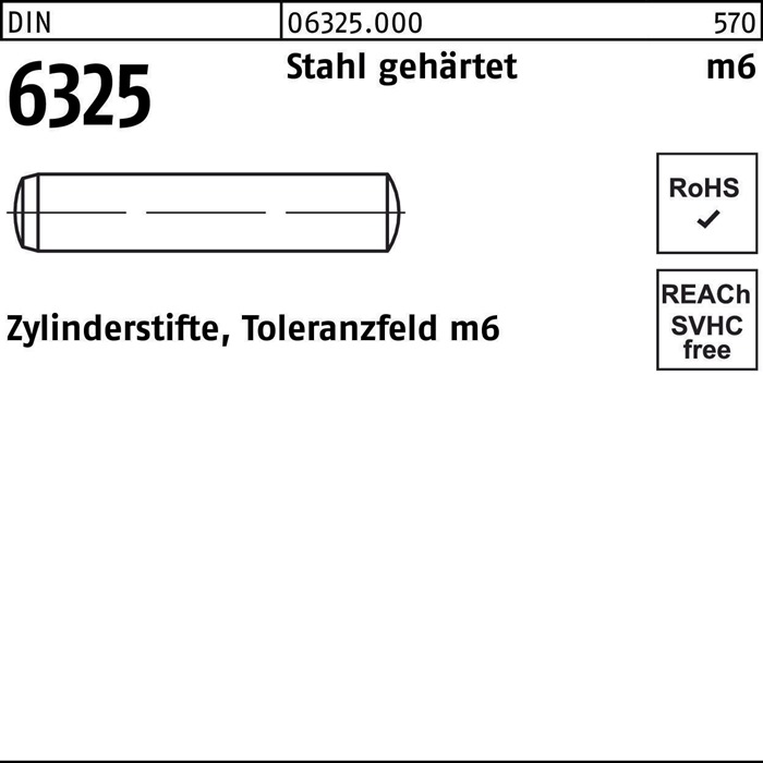 Zylinderstift DIN 6325 14 m6x 60 Stahl gehärtet Toleranz m6 50 Stück
