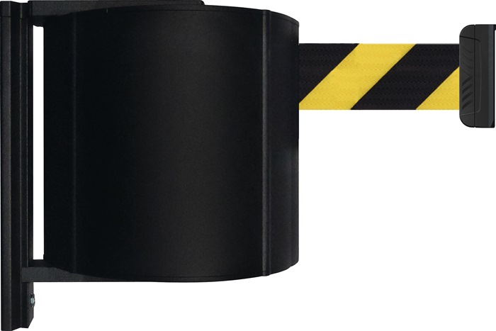 VIA GUIDE Gurtkassette  D170xH215mm schwarz Gurtlänge 22 m schwarz/gelb zur Wandmontage