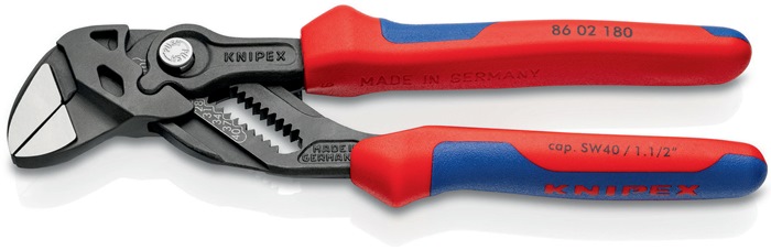 Knipex Zangenschlüssel 86 02 180 Länge 180 mm schwarz atramentiert Spannweite 40 mm mit Mehrkomponenten-Hüllen