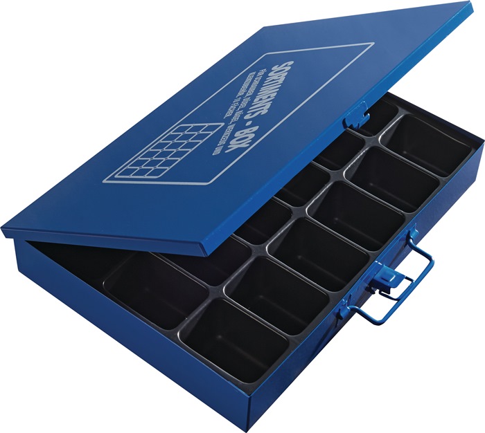 Sortimentskasten  B330xT240xH50mm 18 Fächer ohne Beschriftungsschild blau