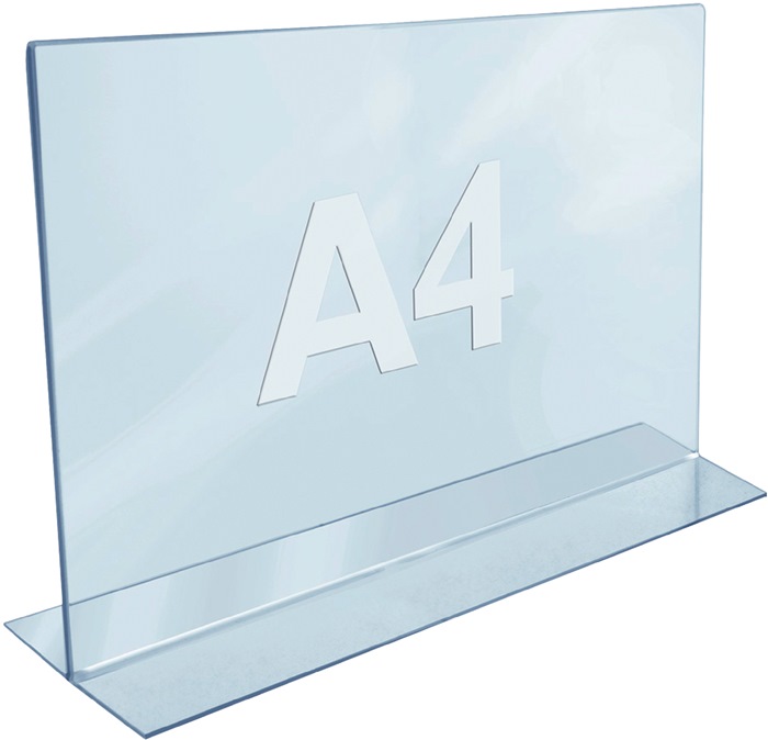 Tischaufsteller  DIN A4 quer Acryl transparent freistehend