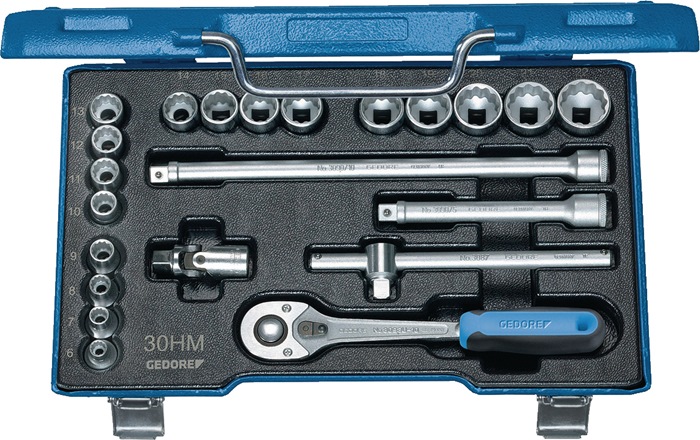 GEDORE Steckschlüsselsatz 30 HMU-10 22-teilig 3/8" Schlüsselweiten 6-22 mm Anzahl Zähne 32 6-Kant