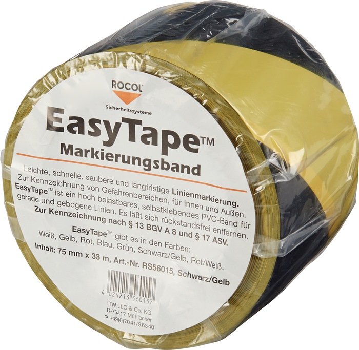 ROCOL Bodenmarkierungsband Easy Tape PVC schwarz/gelb Länge 33 m Breite 75 mm