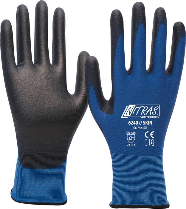 NITRAS Handschuh Nitras Skin Größe 9 blau/schwarz PSA-Kategorie II 12 Paar