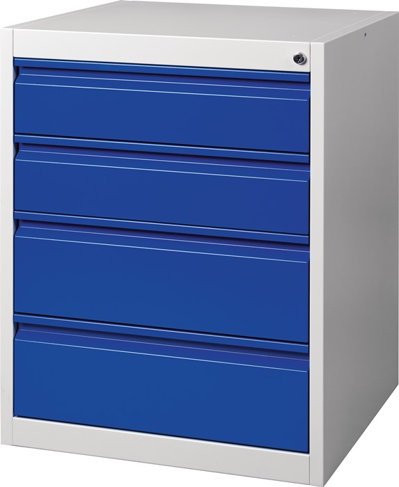 Schubladenschrank BK 600 H800xB600xT600mm grau/blau 4 Schubl. Einfachauszug