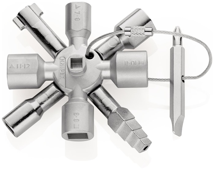 Knipex Schaltschrankschlüssel TwinKey® 00 11 01 6 Funktionen mit Magnet Verbindung