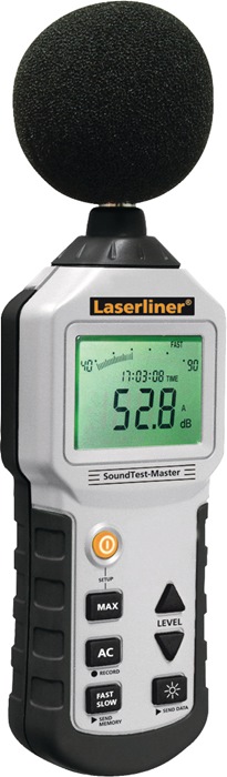 LASERLINER Geräuschpegel-Messgerät SoundTest Master mit intergriertem Langzeitspeicher 6 x Type AAA Alkali 350 g