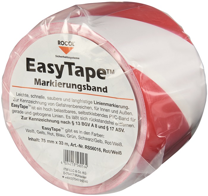ROCOL Bodenmarkierungsband Easy Tape PVC rot/weiß Länge 33 m Breite 75 mm