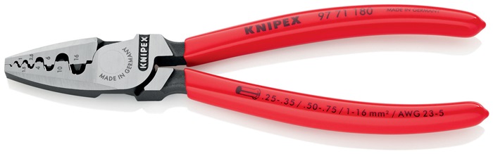 Knipex Aderendhülsenzange 97 71 180 Länge 180 mm 0,25 - 16,0 mm² poliert mit Kunststoffüberzug