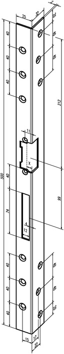 ASSA ABLOY Sicherheits-Winkelschließblech 312 Länge 500 mm Stärke 2 mm Stahl geschliffen verzinkt DIN rechts
