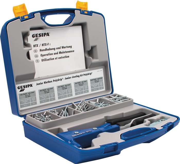 GESIPA Blindnietsortiment Junior-Nietbox PolyGrip® 352-teilig  Kunststoffkoffer