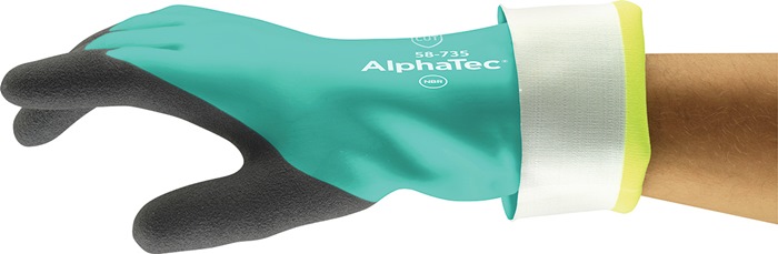 ANSELL Chemikalienschutzhandschuh AlphaTec 58-735 Größe 9 grün PSA-Kategorie III 6 Paar